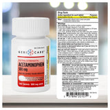 GeriCare Acétaminophène 500 mg, tablettes, dosage pratique pour douleurs variées.