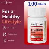 GeriCare Acétaminophène 500 mg, tablettes pelliculées, soulagement rapide et fiable.