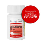 GeriCare Acétaminophène 500 mg, utilisation domestique pour fièvre et douleurs.