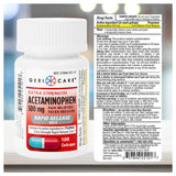 GeriCare gelcaps acétaminophène 500 mg: dosage clair.