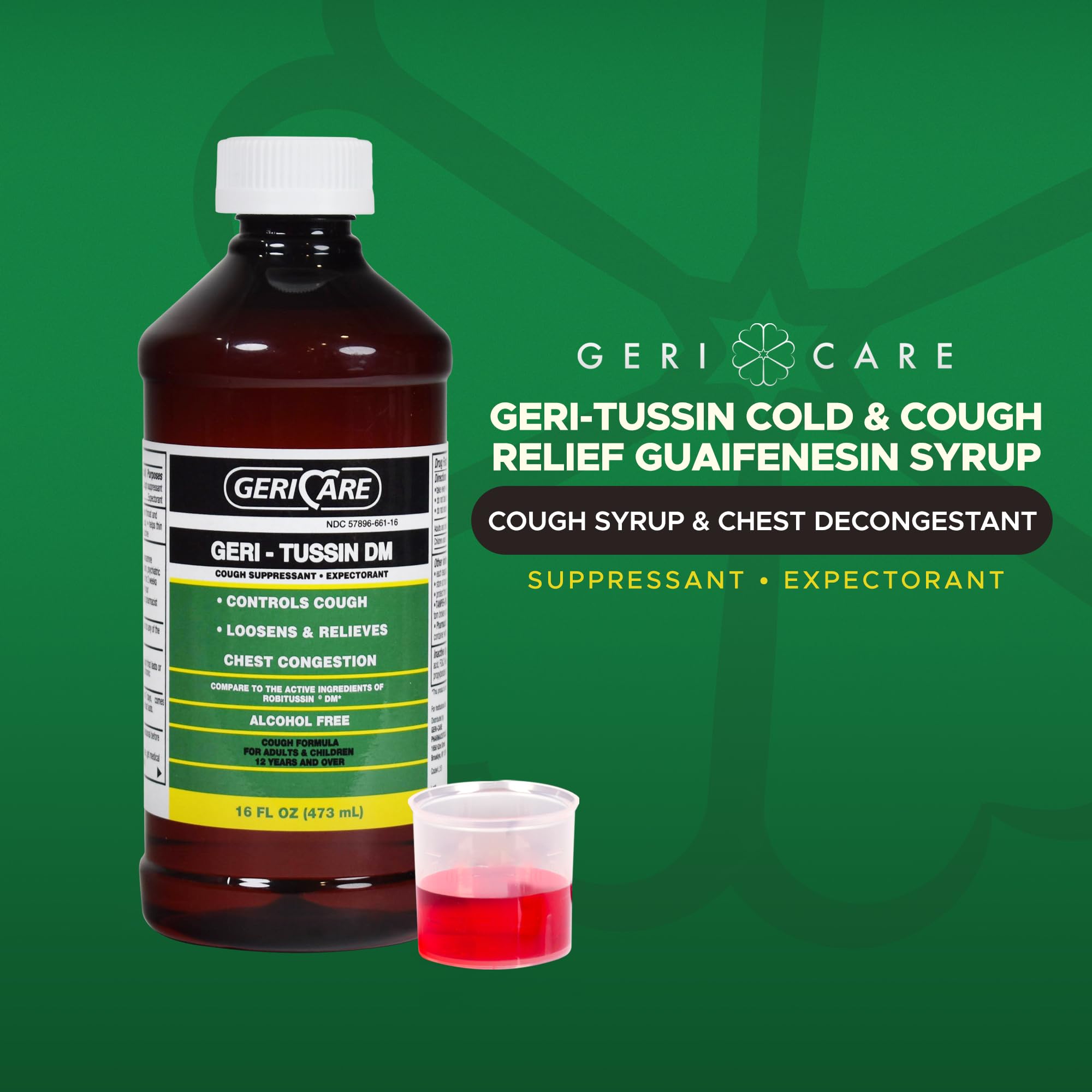 GeriCare Geri-Tussin DM, cuillère-doseuse, mesure précise et soulagement pratique.