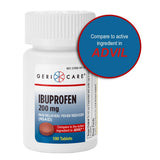GeriCare Ibuprofen prise facile avec eau et confort d'usage.