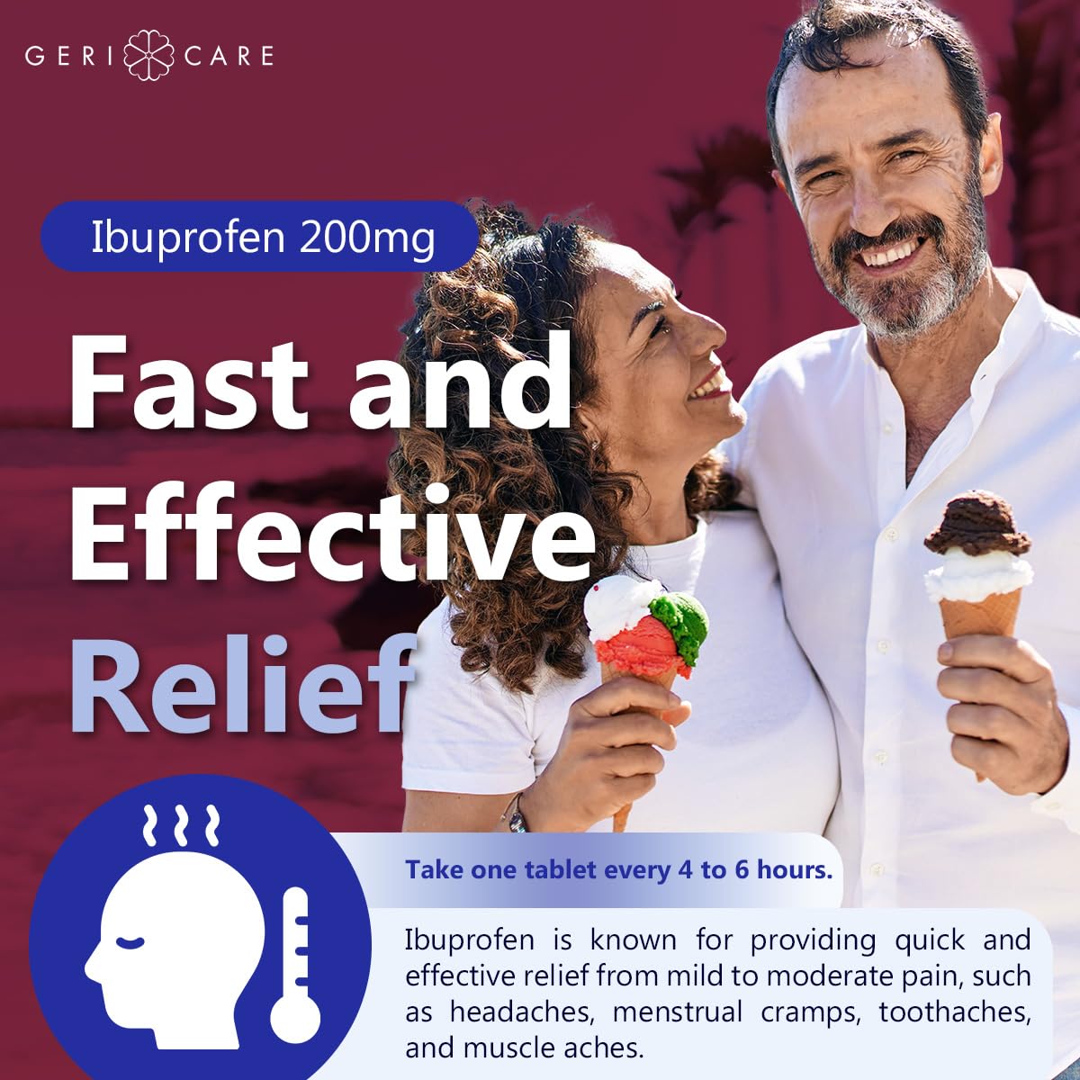 GeriCare Ibuprofen utilisation quotidienne possible avec hydratation adaptée.