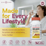 GeriCare Laxatif Fibre caplets: packaging clair et logo de la marque.