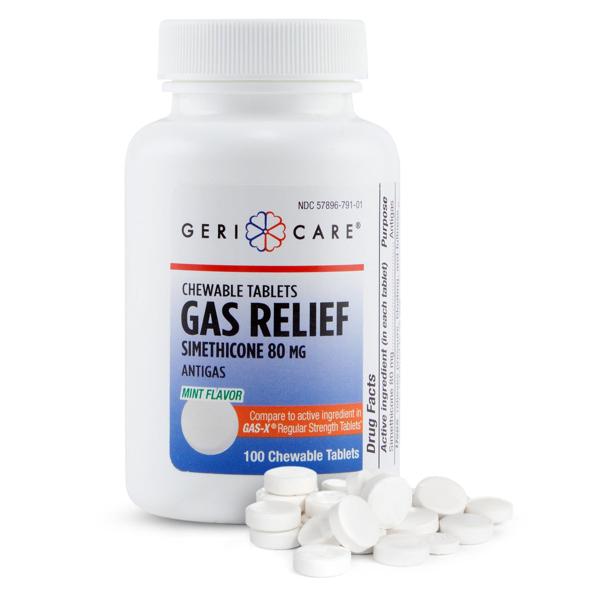 GeriCare Simethicone – emballage menthe, pratique à stocker et transporter