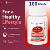 GeriCare étiquette de dosage lisible et informations claires.