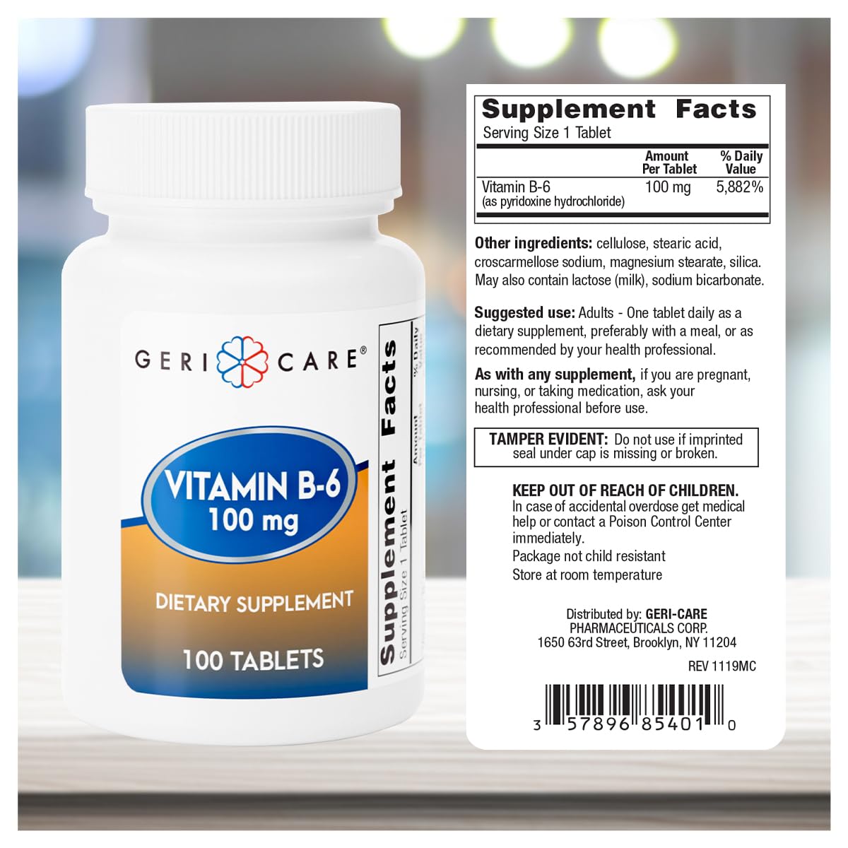 Emballage carton GeriCare B6 100 mg – emballage clair et facile à repérer