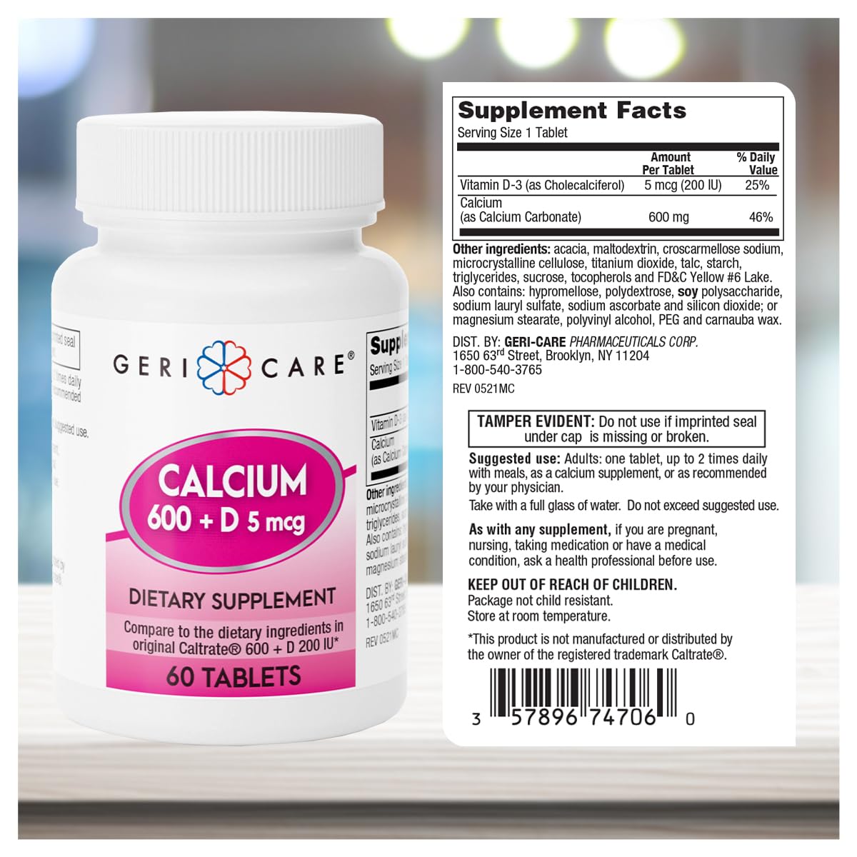 GeriCare Vitamine D 5 mcg - tablettes, soutien potentiel de l’absorption minérale.