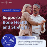 GeriCare Vitamine D, usage hebdomadaire pratique pour le bien-être quotidien.