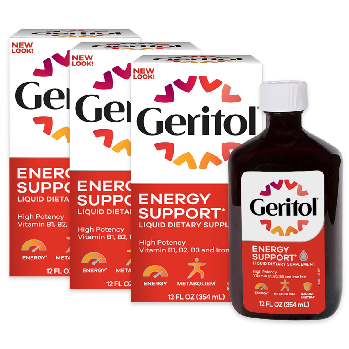 Geritol Liquide: bouteille-doseur, format pratique pour un soutien énergétique quotidien.