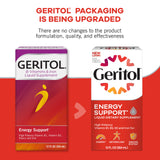 Geritol Liquide: emballage sans édulcorants artificiels et sans OGM.