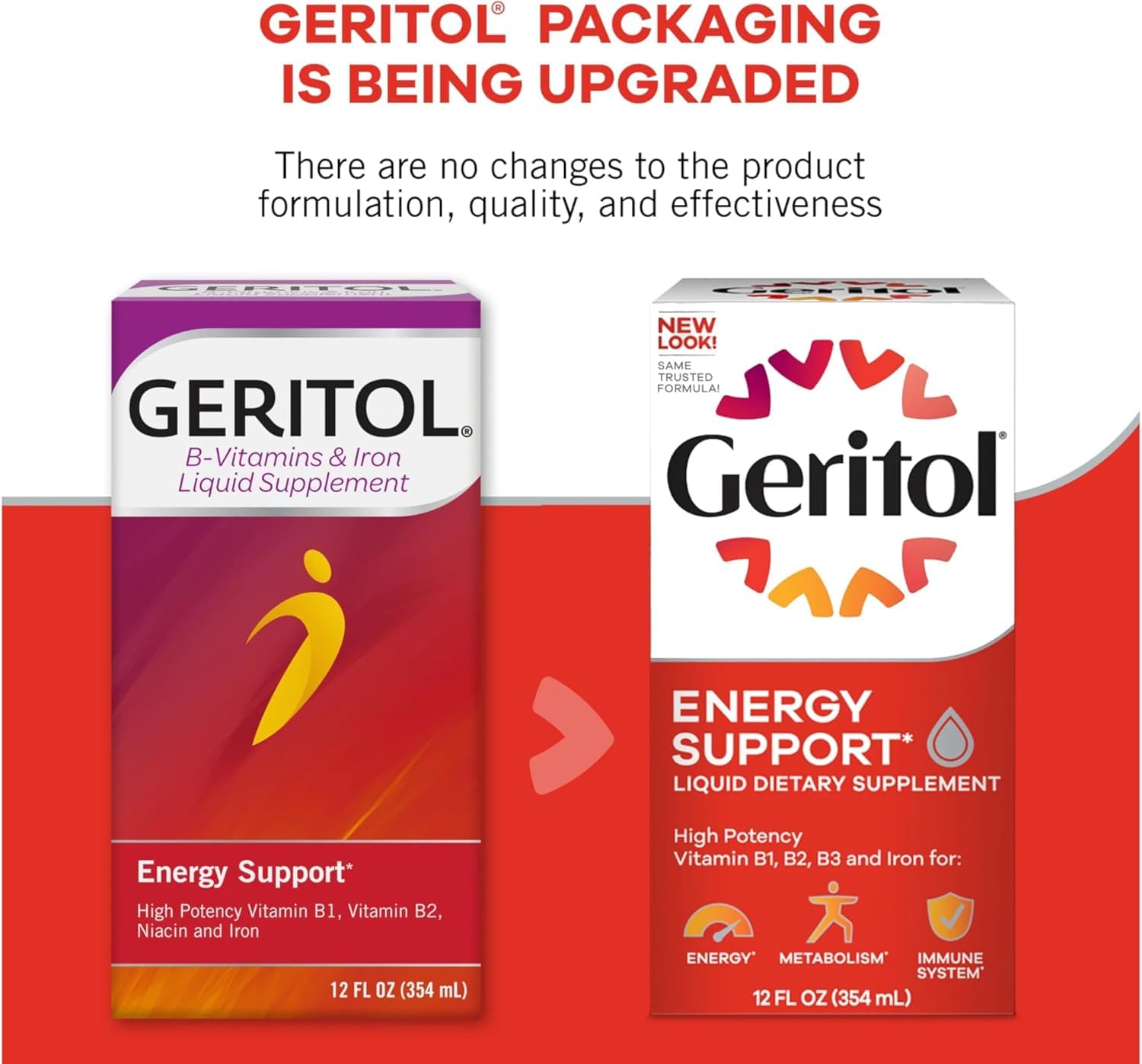 Geritol Liquide : pack quatre bouteilles pour un usage prolongé.