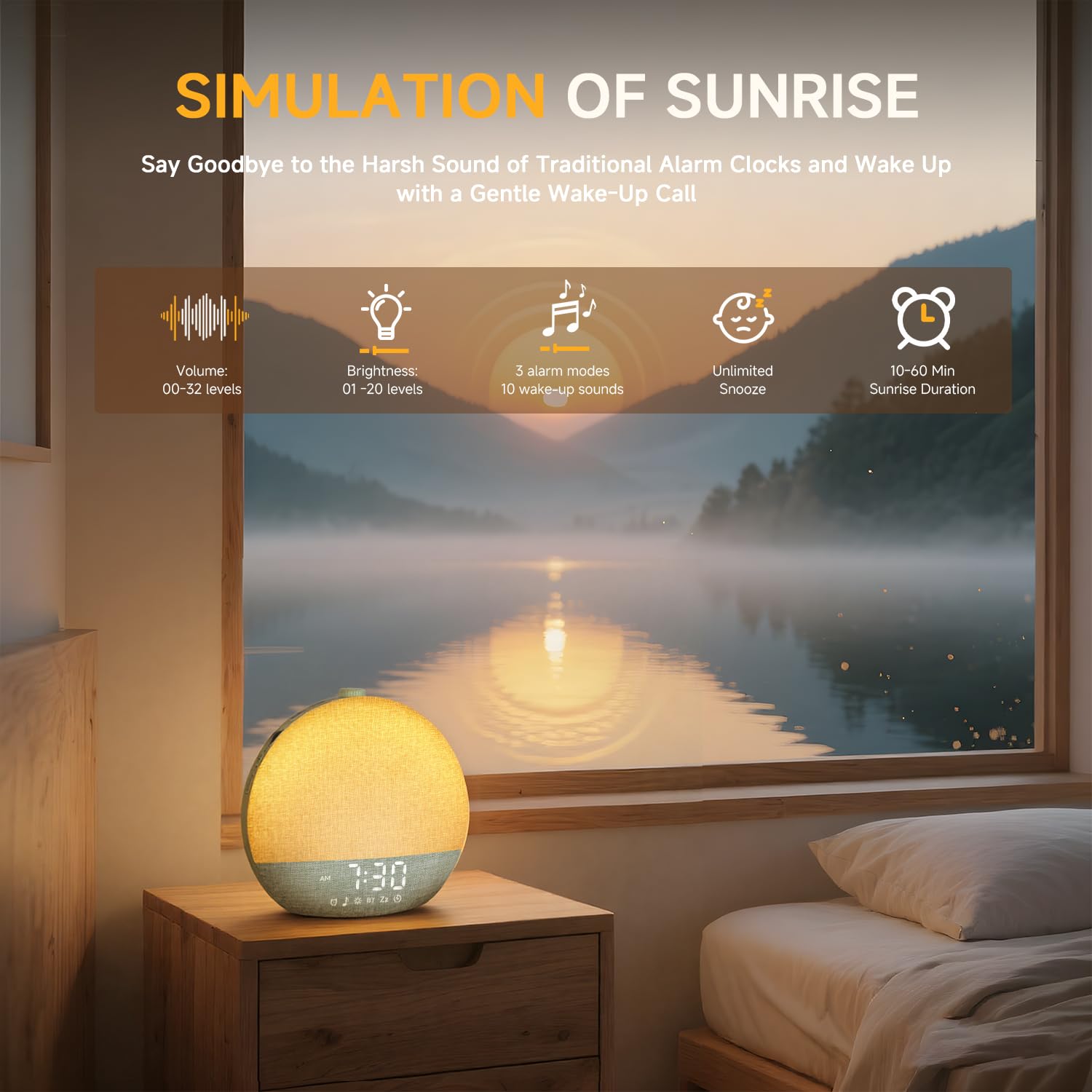 Geuuap horloge dimmable sans écran offre un contrôle pratique