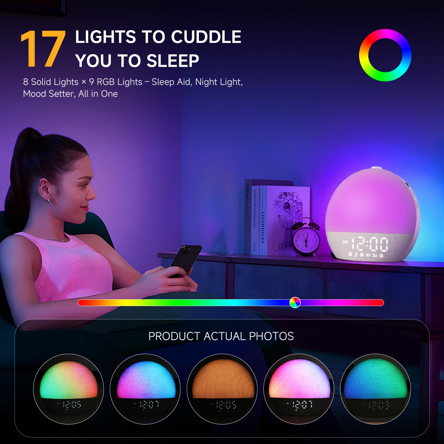 Geuuap Réveil Sunrise: design sans écran favorisant une chambre dépourvue de distraction.