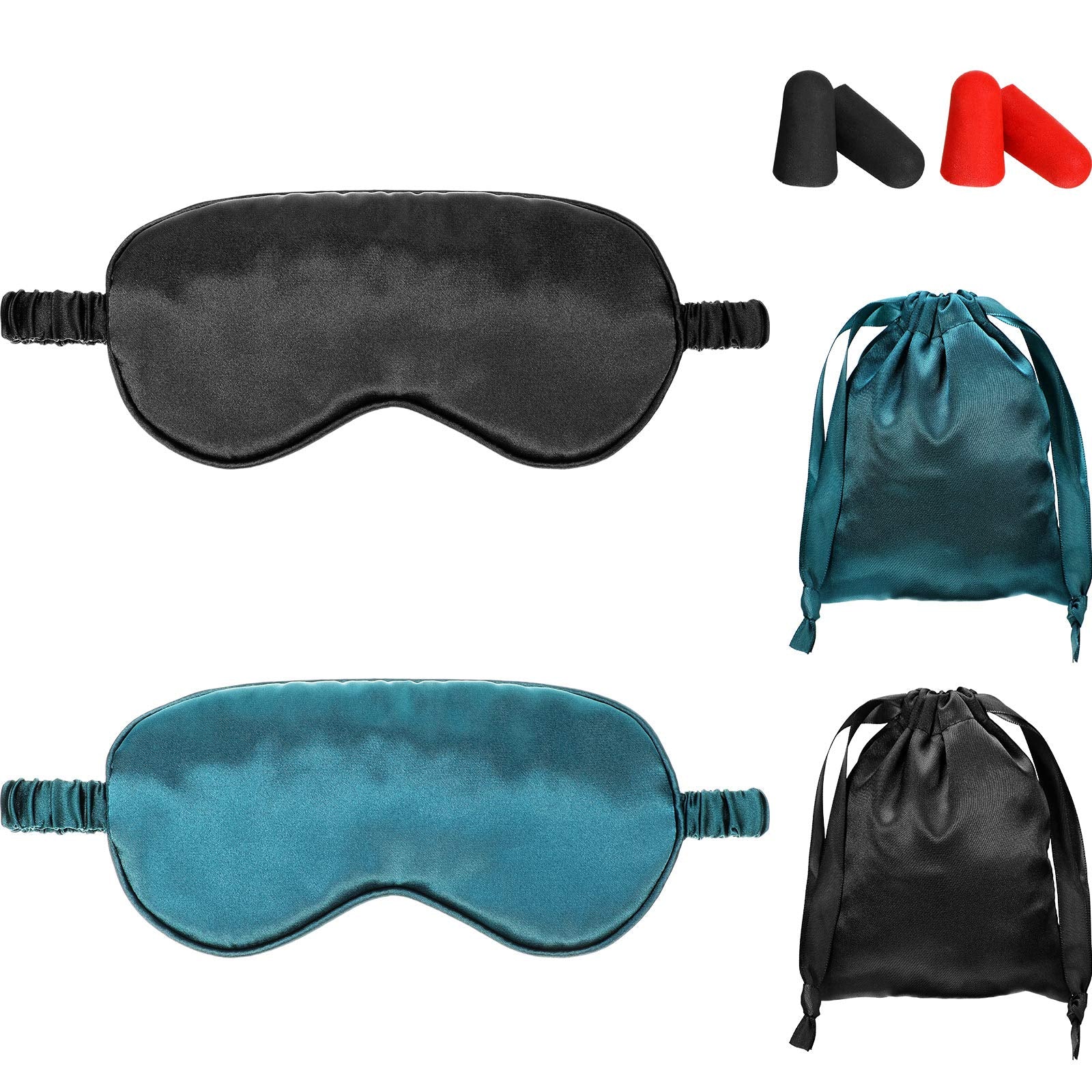 Geyoga masque soie double-face noir et vert pour un sommeil doux