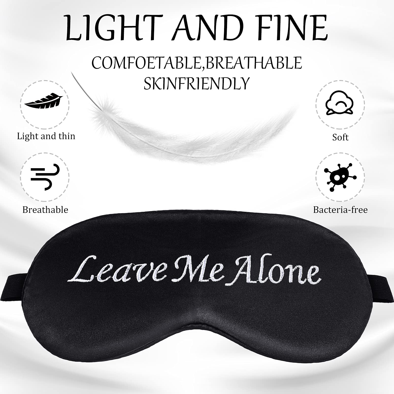 Geyoga masque yeux ajustable noir avec boucle douce et maintien