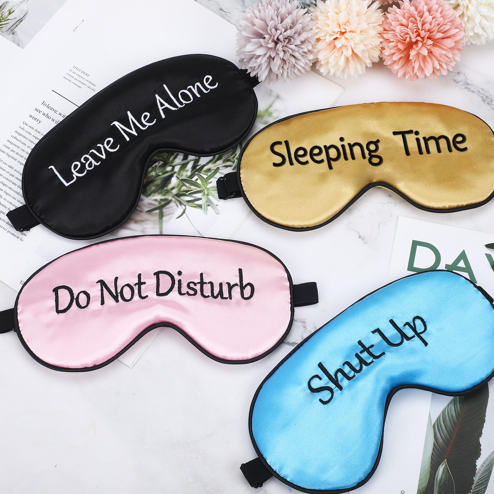 Geyoga masque yeux ensemble quatre masques satin, idéal comme cadeau.