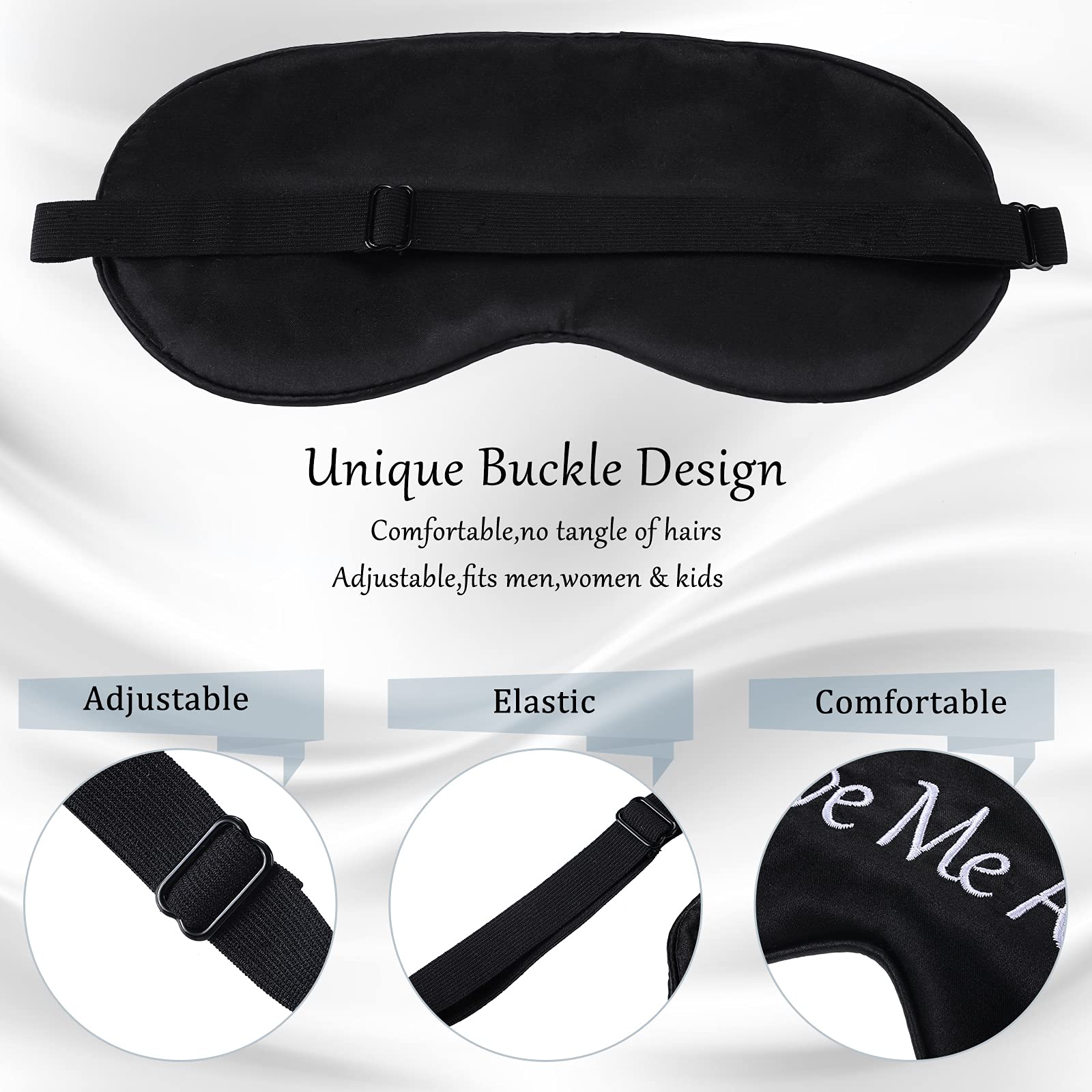 Masque yeux Geyoga satin noir: enveloppe douce qui assombrit sans pression.