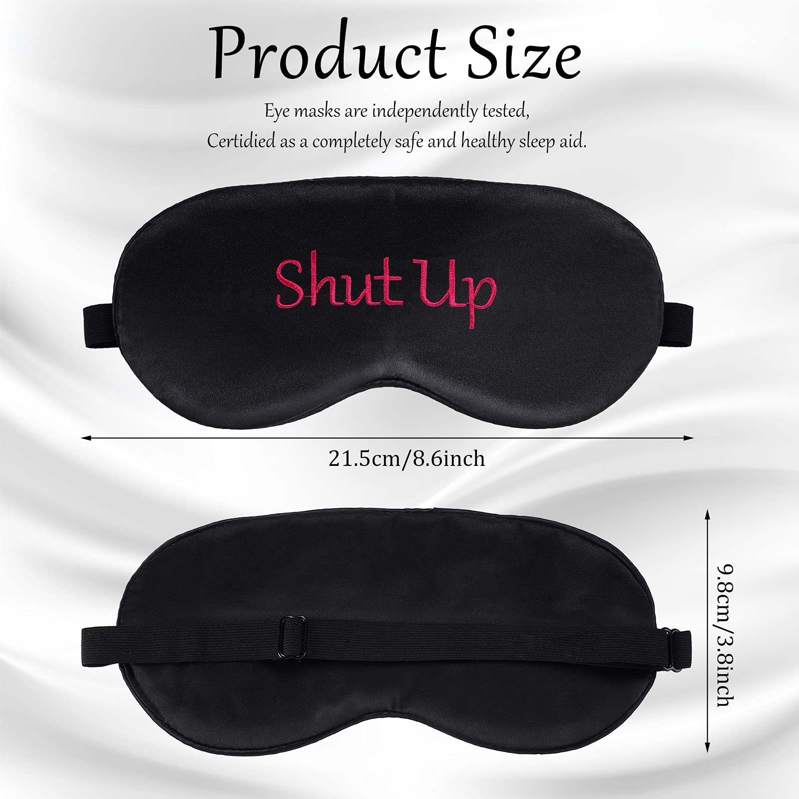 Geyoga masque yeux satin noir détail tissu doux pour confort nocturne