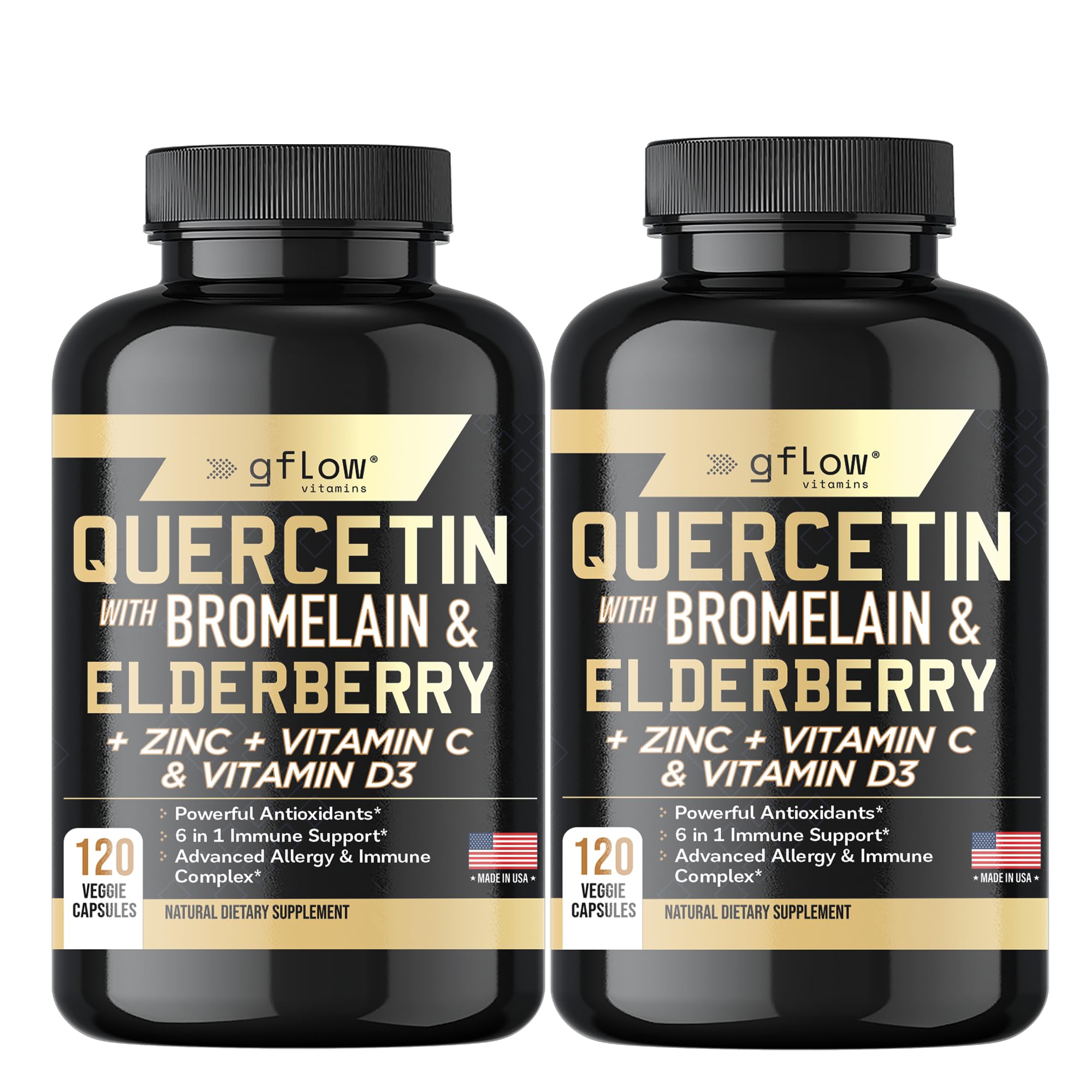 Gflow-quercetine-bouteille: capsules végétales peuvent soutenir le système immunitaire.