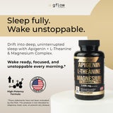 Gflow Vitamins Apigenin, capsules L-Theanine, favorisent calme et clarté mentale.