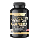 Gflow vitamins: quercetine-bromelaine capsules végétales, soutien potentiel de l'immunité.