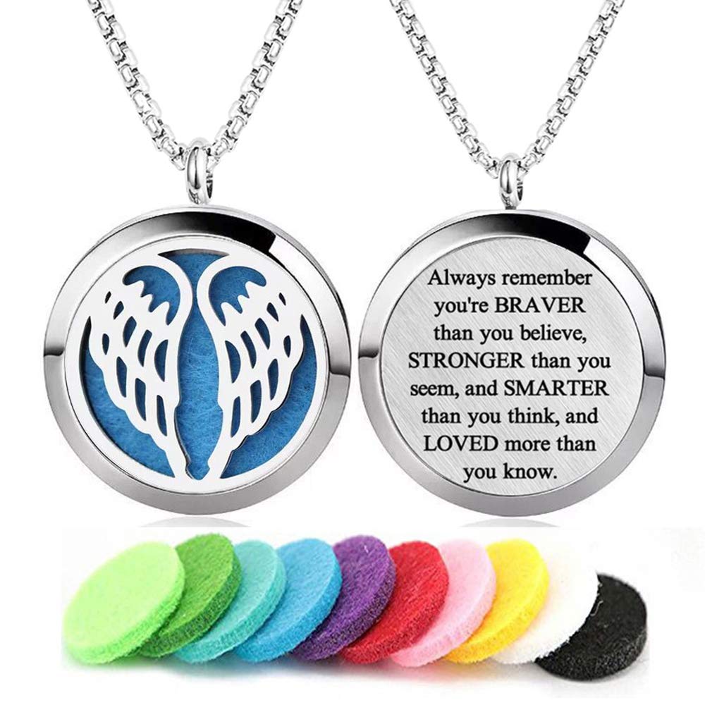 GFONDINGD diffuseur collier huiles essentielles, ailes d’ange, diffusion élégante autour du cou