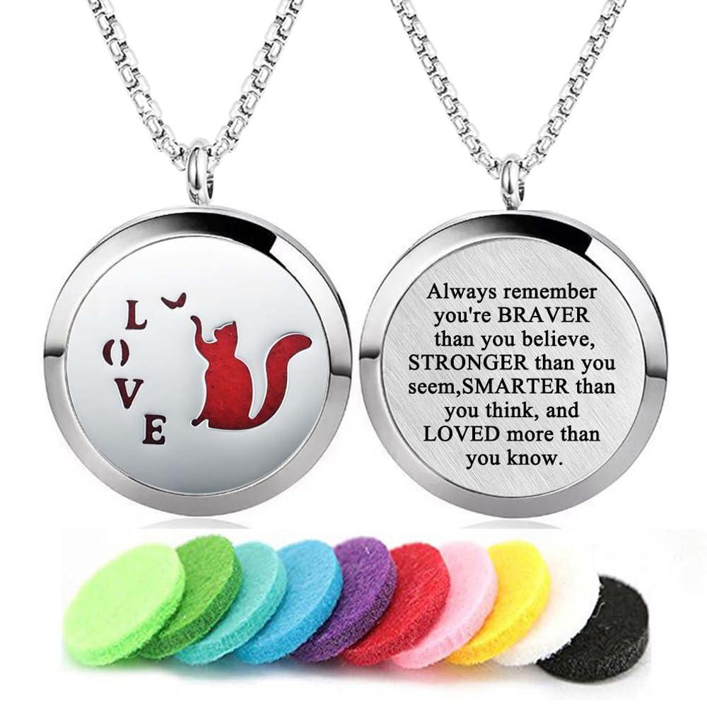 GFONDINGD diffuseur-collier aromathérapie Chat Amoureux, portable pour diffusion discrète au quotidien.