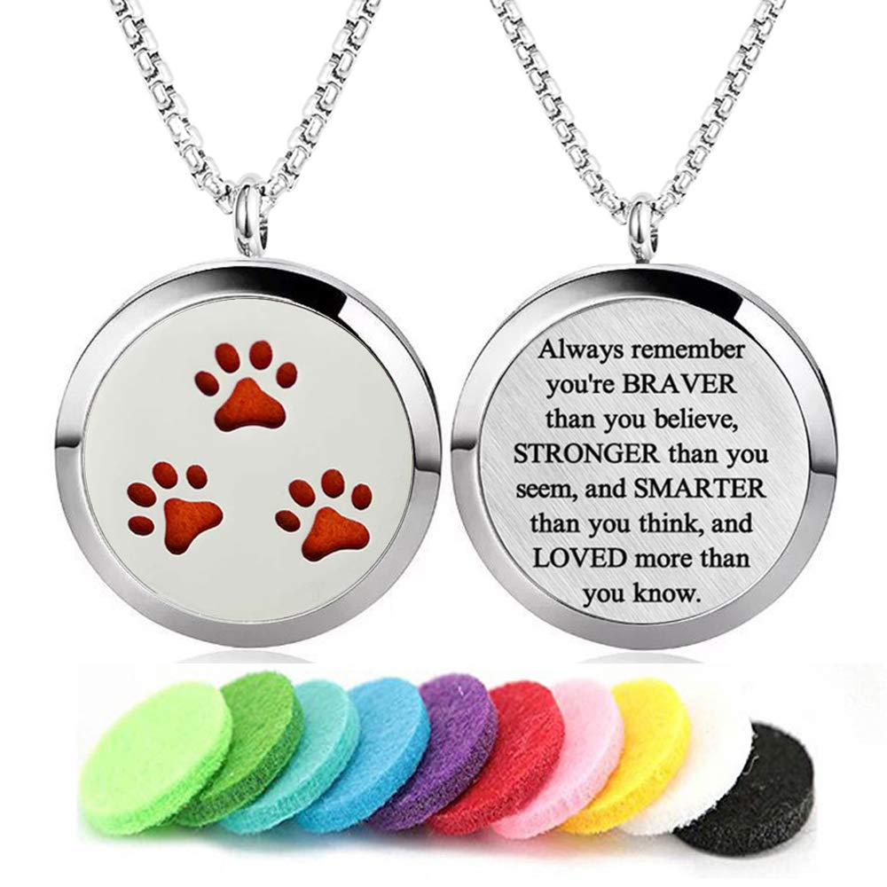 GFONDINGD diffuseur collier Dog Paw en acier inox: diffusion discrète en toutes occasions.
