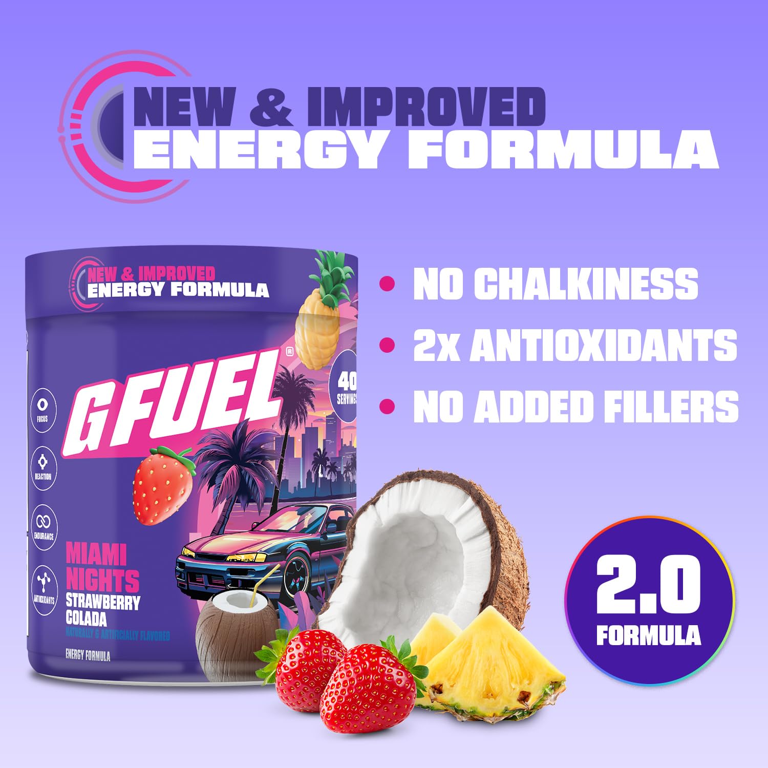 G Fuel Miami Nights 2.0 doseur 40 portions, précision pour dosages et concentration
