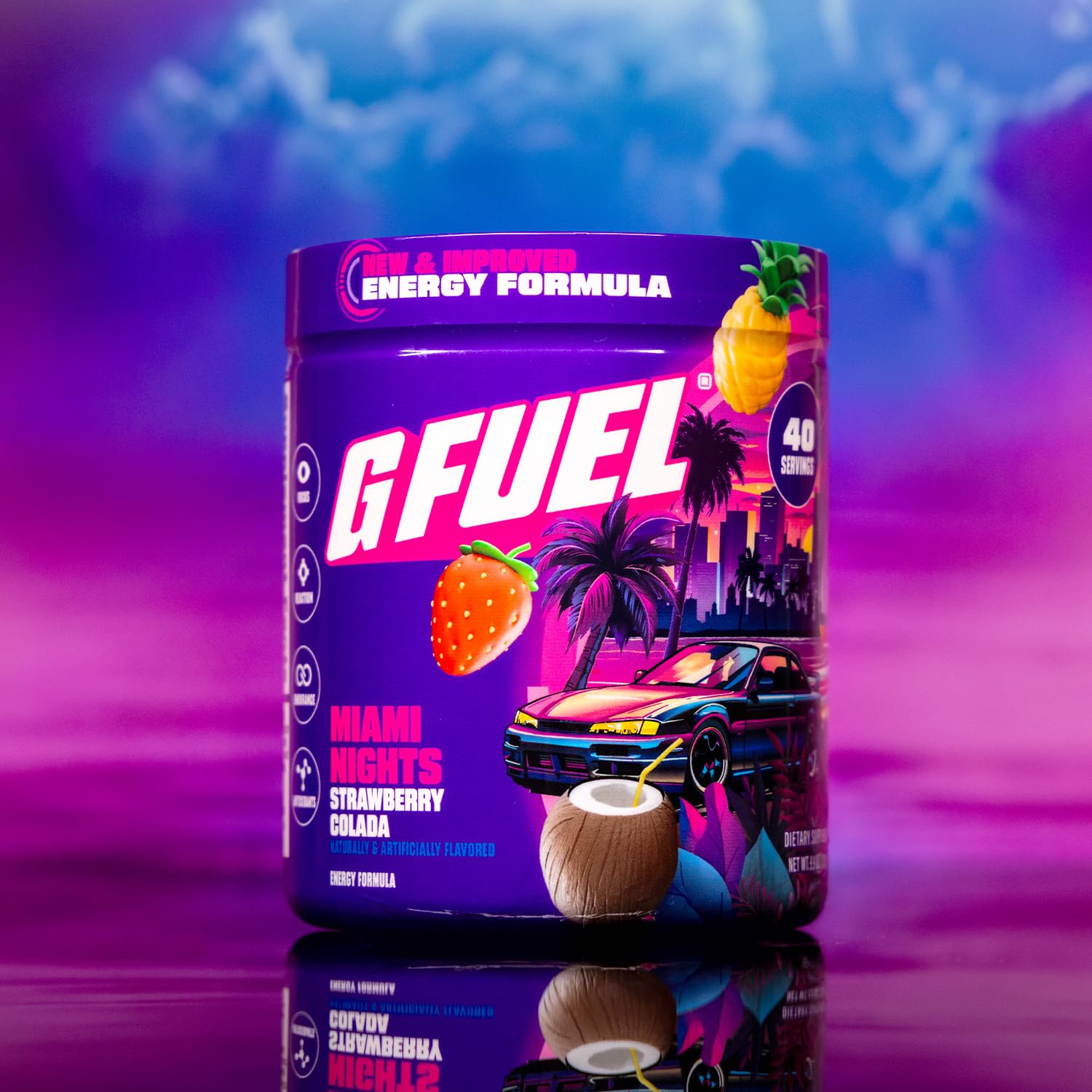 G Fuel Miami Nights 2.0 verre glacial, boisson rafraîchissante et colorée
