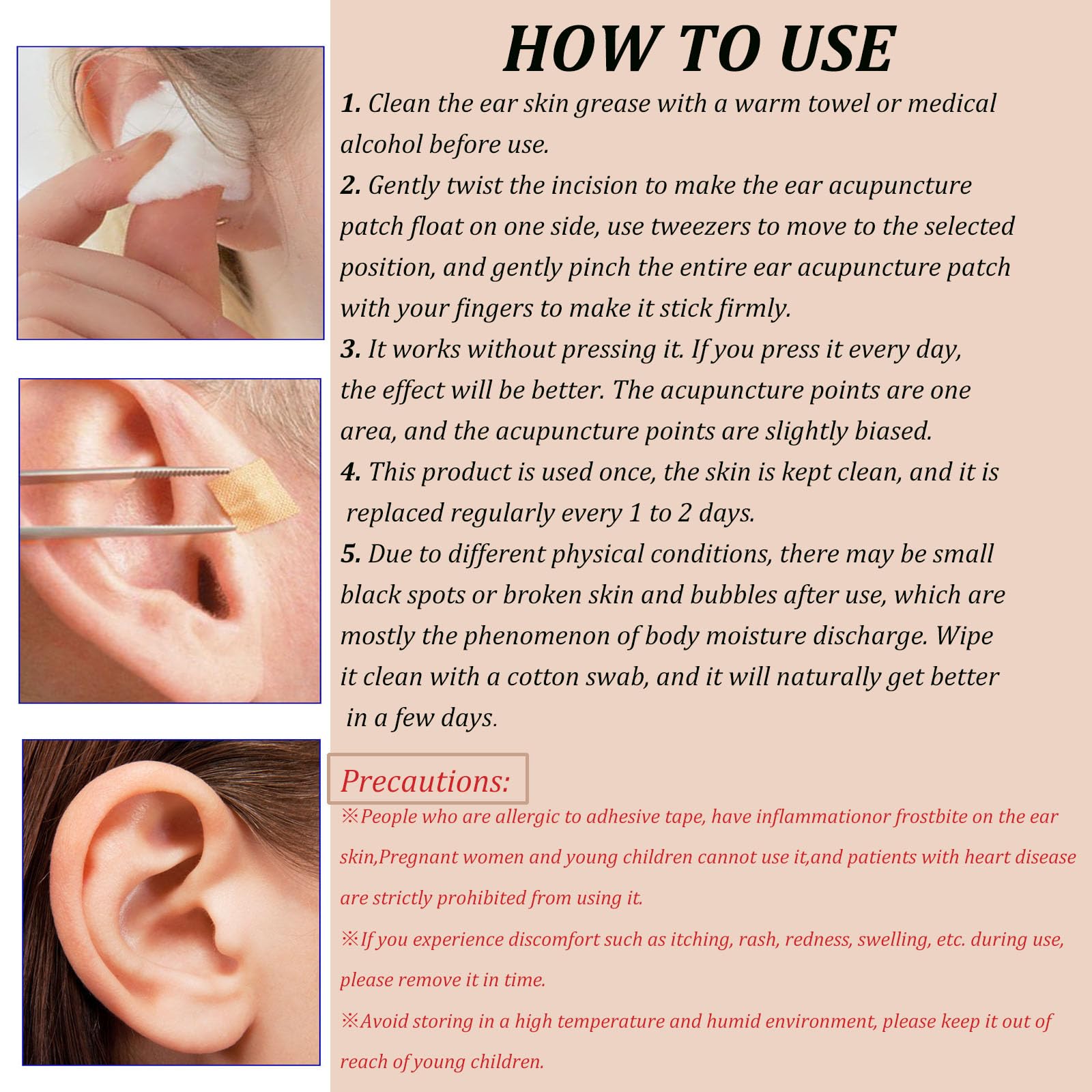 GGFSSQ grains adhésifs auriculaires application sans douleur et pratique.