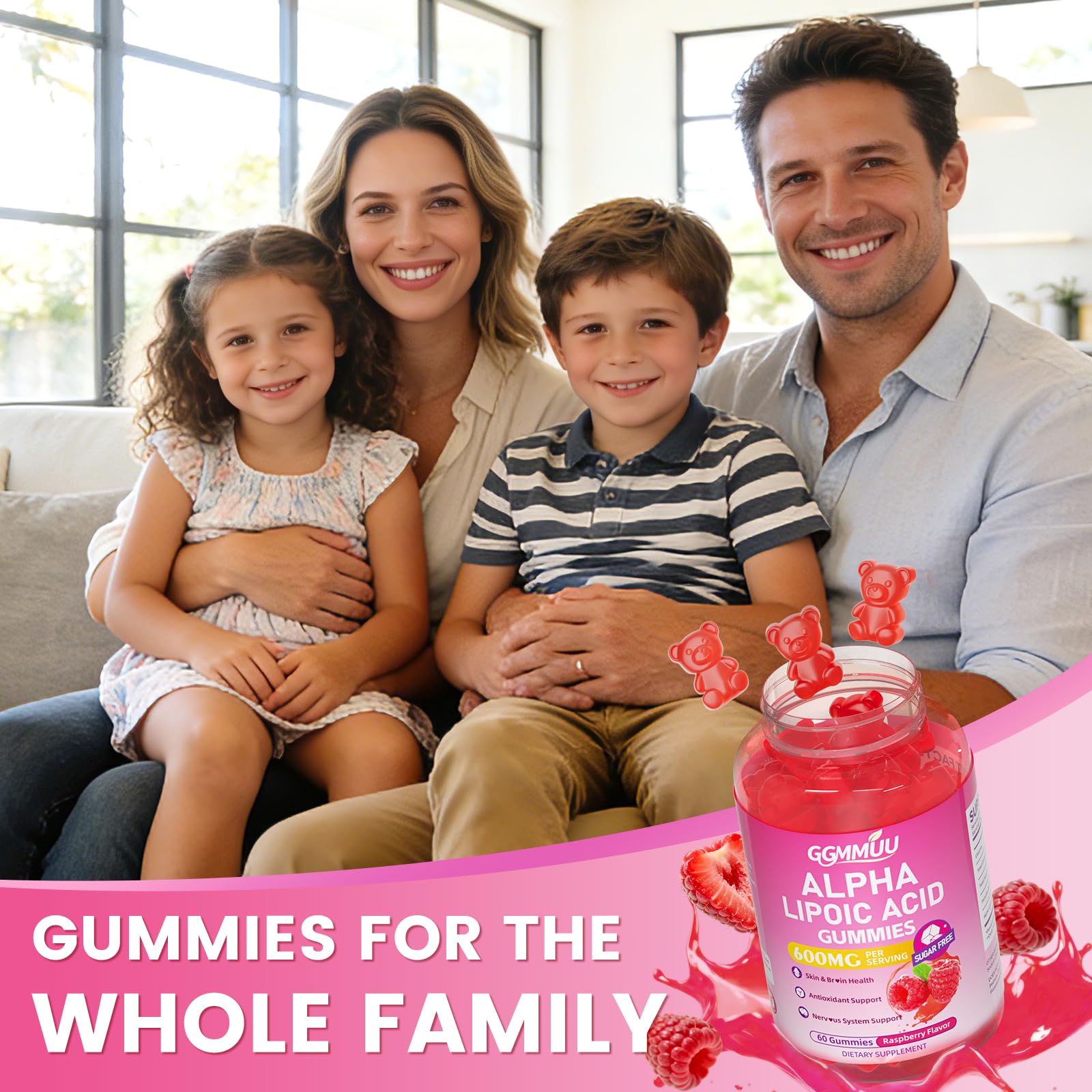 Formule vegan et sans sucre des gommes GGMMUU Alpha Lipoique 600 mg