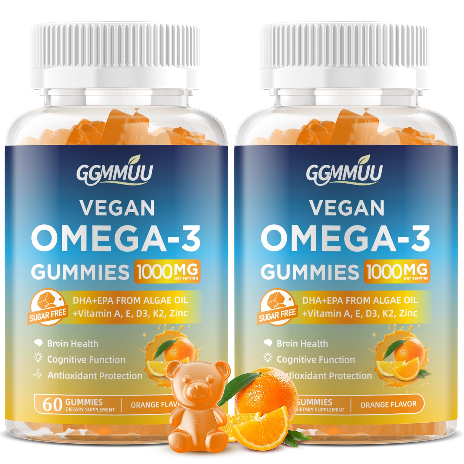 Gommes GGMMUU Omega3 au goût orange, soutien possible à la vue