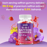 Dosage quotidien recommandé: deux gommes par jour avec GGMMUU Safran Gummies.