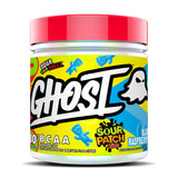 GHOST BCAA en poudre saveur framboise bleue, soutien récupération lors de l'entraînement