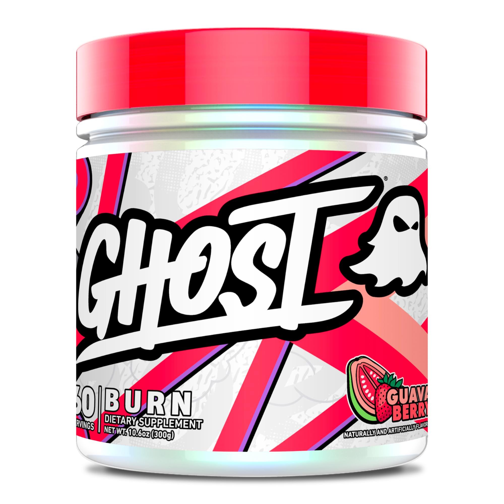 GHOST Burn bouteille goût goyave-framboise prête à booster l'énergie pendant l'entraînement.