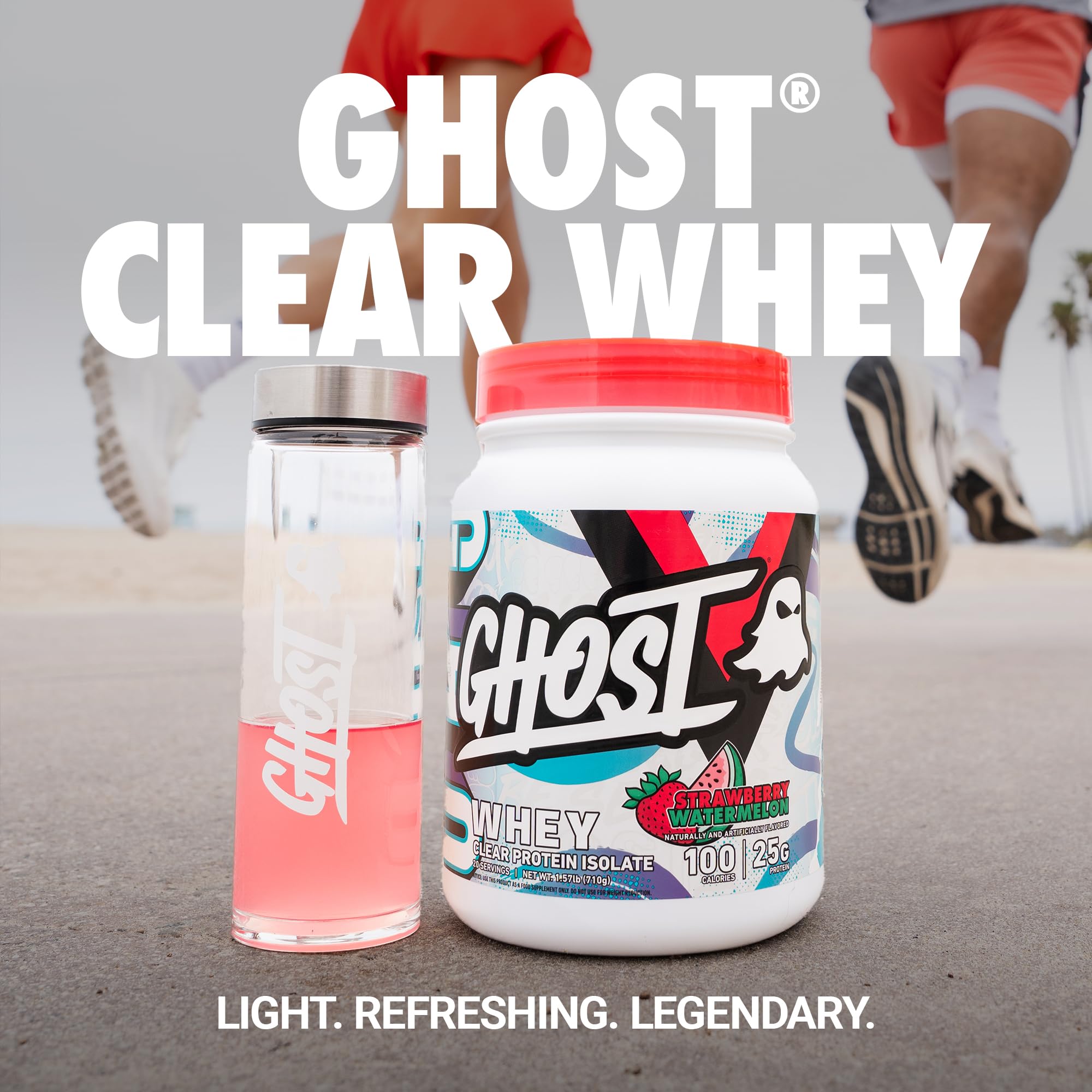 GHOST Clear Whey Isolate, dose-scoop, portion précise pour protéines quotidiennes.