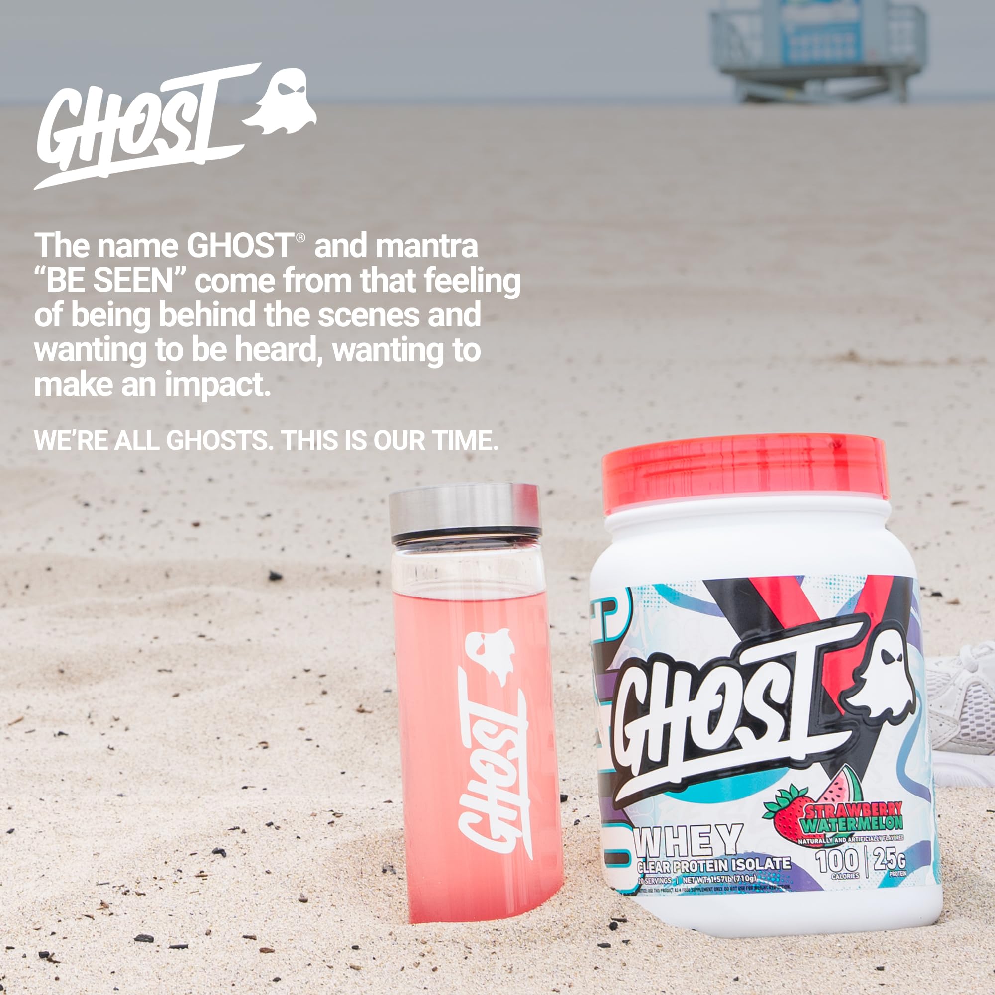 GHOST Clear Whey Isolate, verre d'eau glacée prêt à accompagner votre récupération.