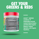 GHOST Greens Poudre: étiquette claire pour connaître rapidement les ingrédients et apports.