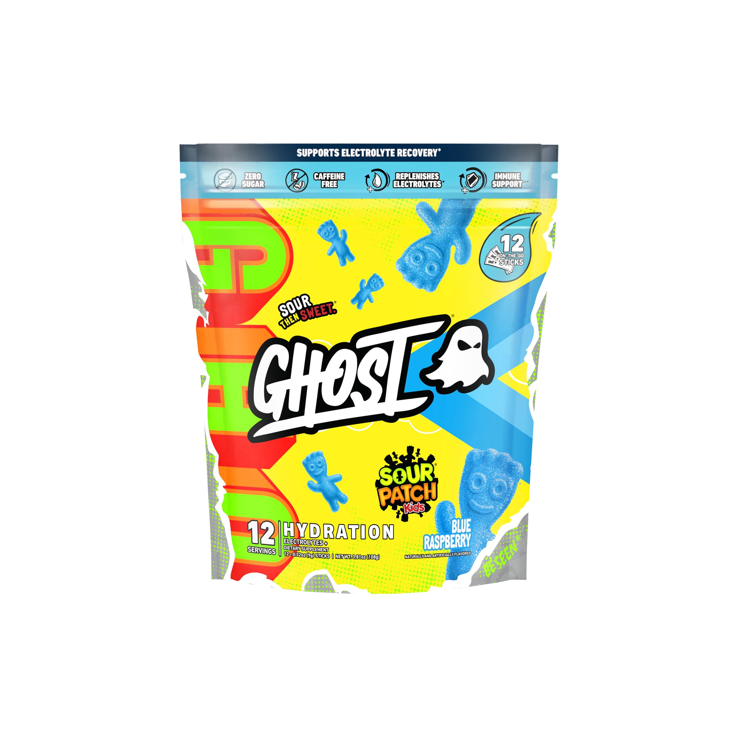 GHOST stick d'hydratation Framboise Bleue, rafraîchissant et pratique pendant l'entraînement.