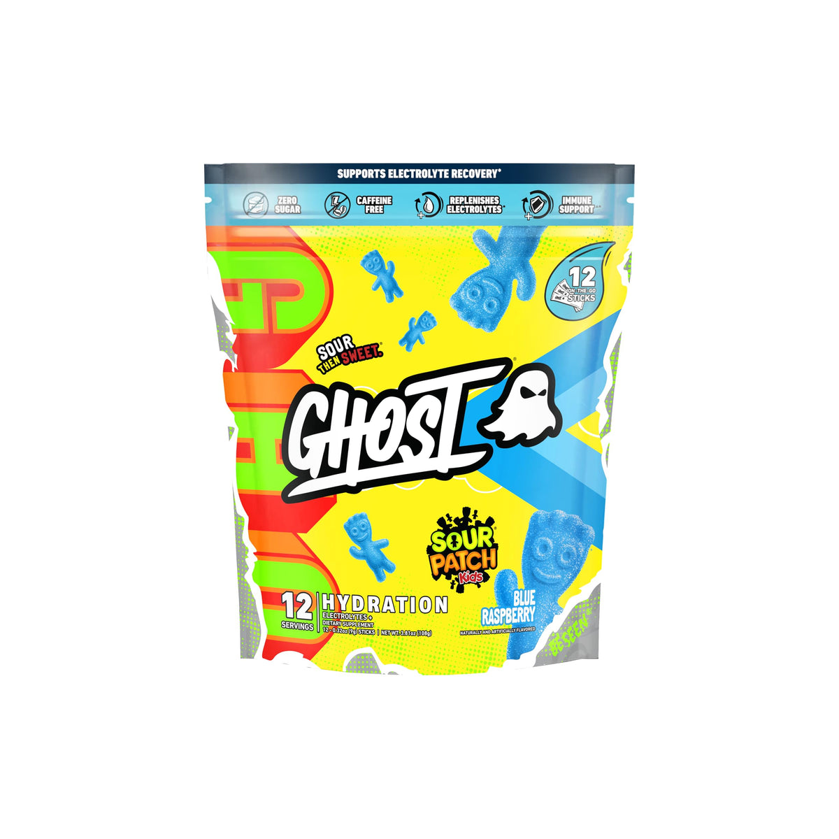 GHOST stick d'hydratation Framboise Bleue, rafraîchissant et pratique pendant l'entraînement.
