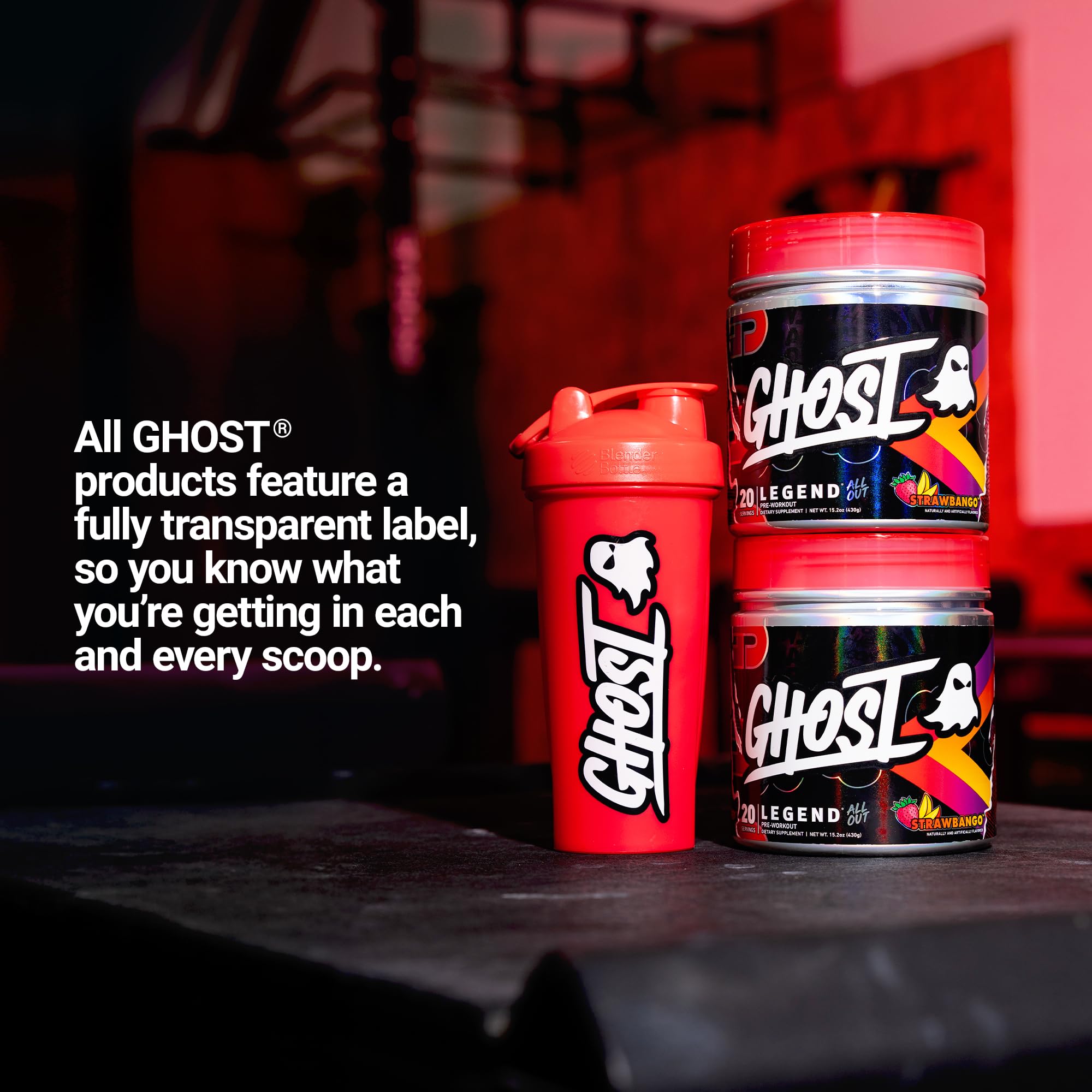 GHOST Legend All Out – boîte pratique de 20 portions pour sessions régulières.