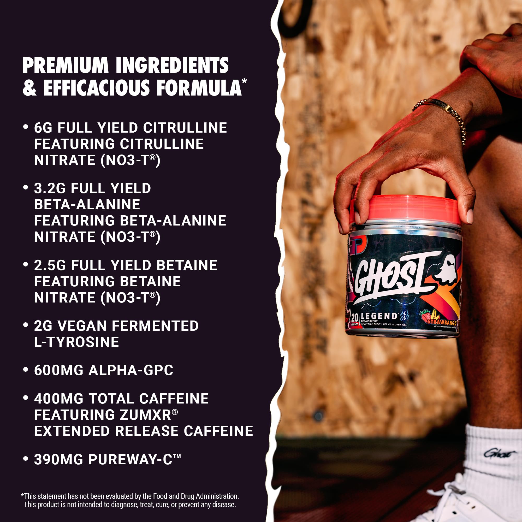 GHOST Legend All Out – flacon Strawbango avec le goût fruité.