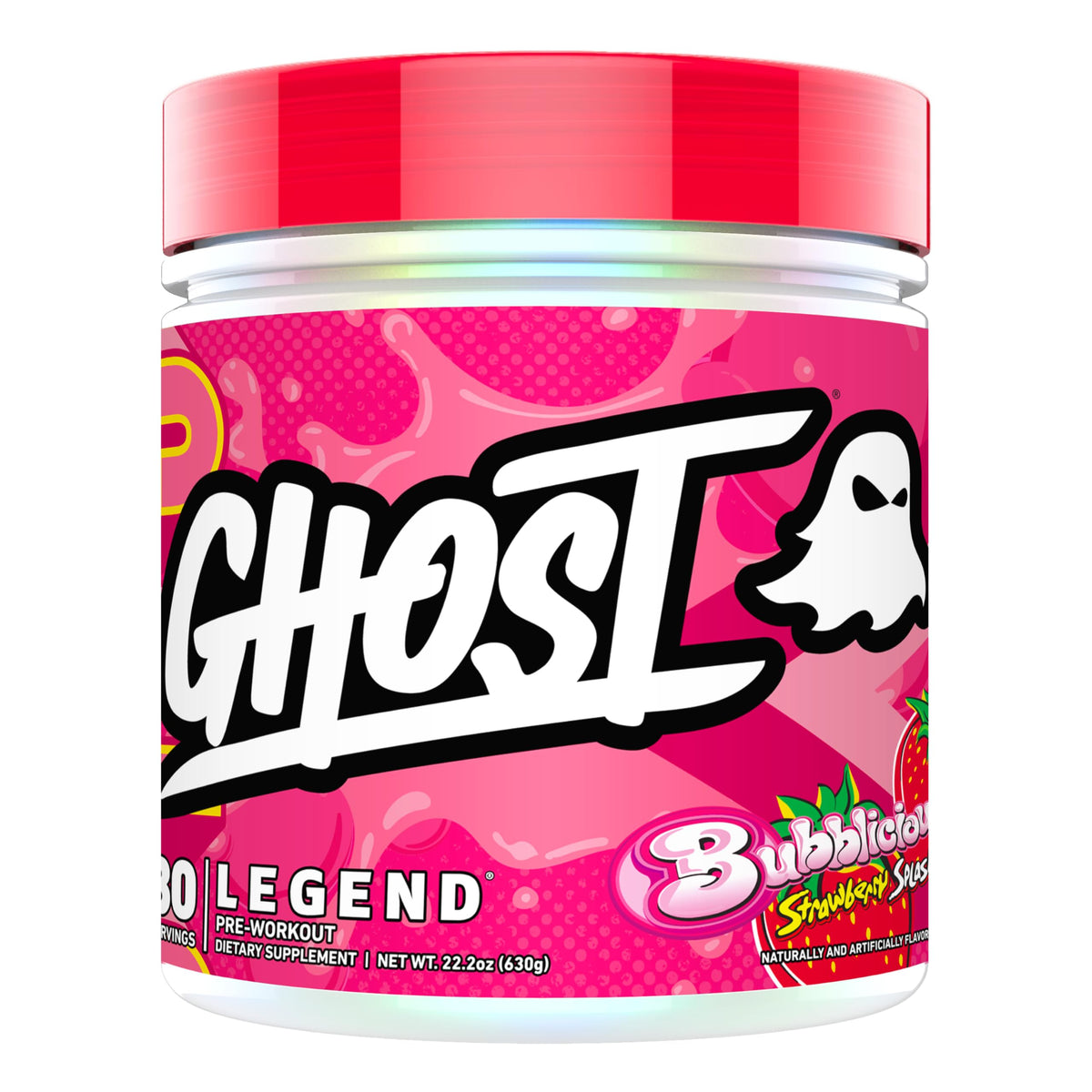 GHOST Legend Poudre pré-entraînement Fraise Bubblicious – énergie et focus.