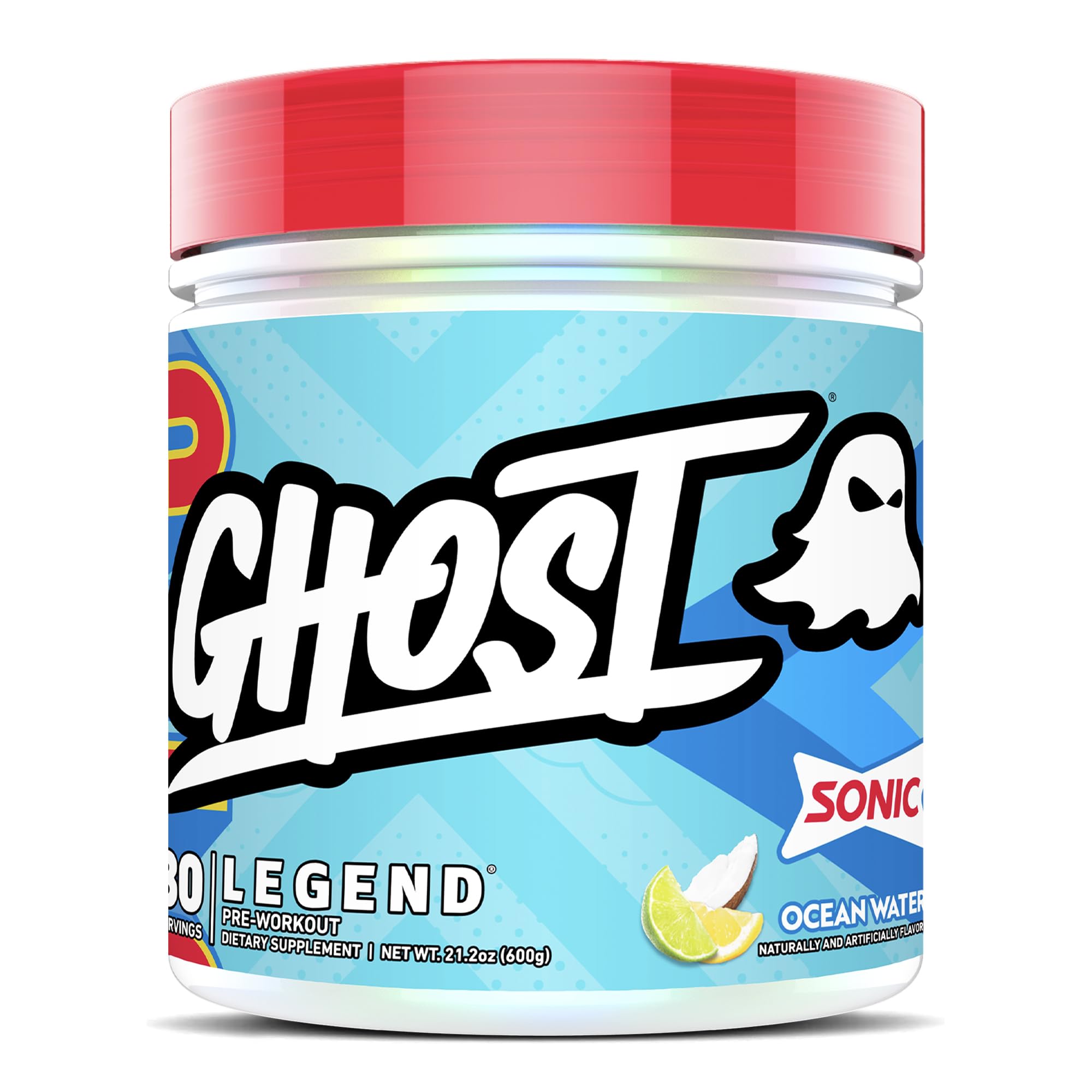 GHOST Legend pré-entraînement, scoop de dosage, préparation rapide avant séance.
