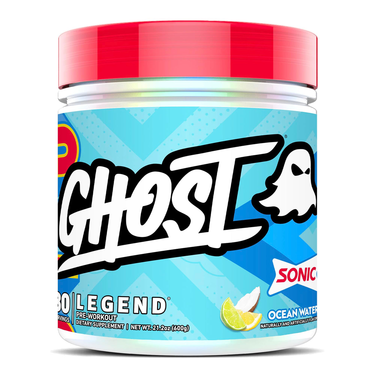 GHOST Legend pré-entraînement, scoop de dosage, préparation rapide avant séance.