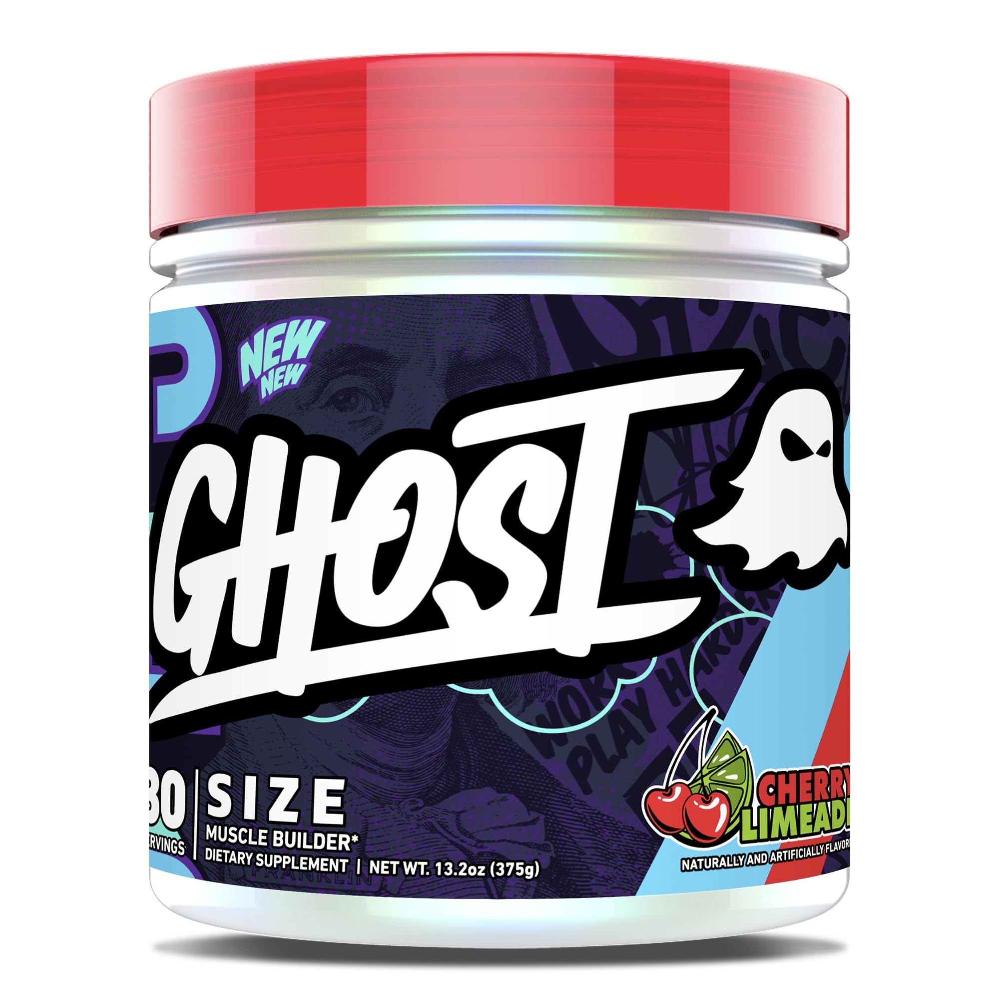 GHOST Size pot-muscle-builder de 30 portions, idéal pour démarrer une routine polyvalente.