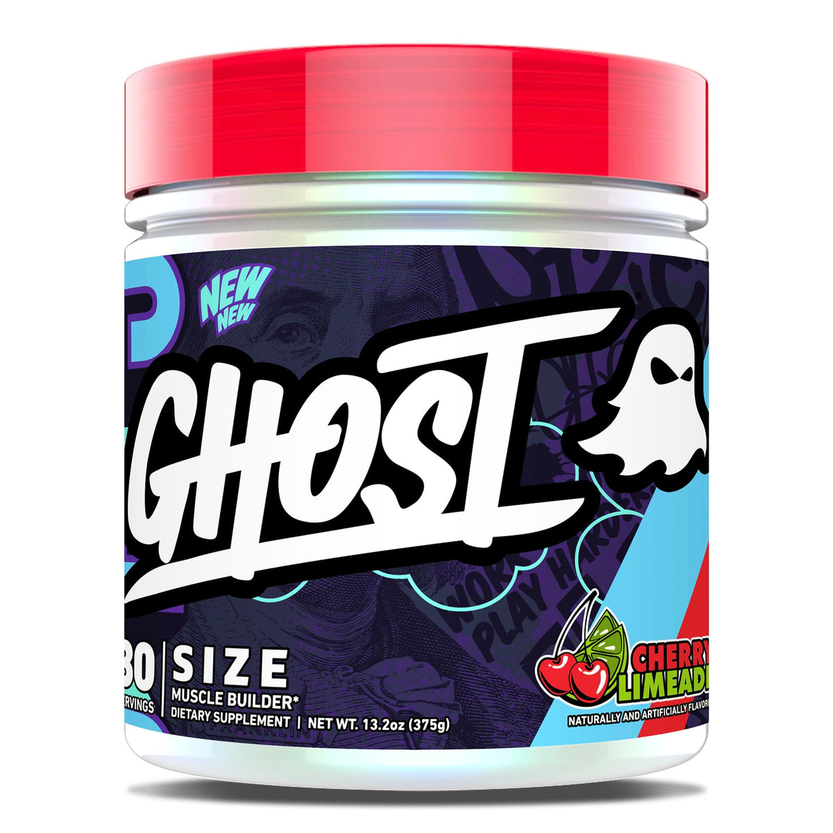 GHOST Size pot-muscle-builder de 30 portions, idéal pour démarrer une routine polyvalente.
