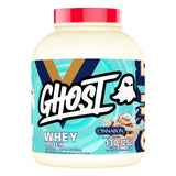 GHOST Whey Cinnabon : étiquette transparente montrant le dosage précis